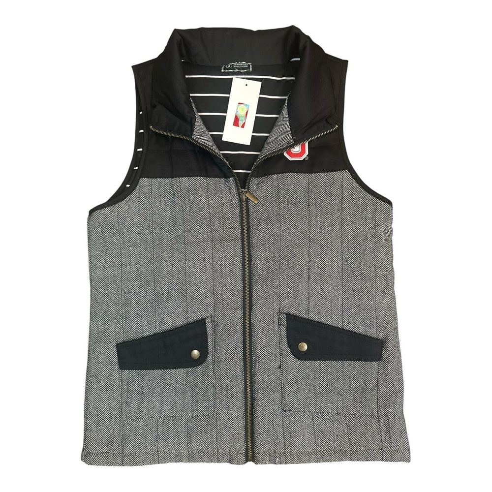 Ohio State Buckeyes Women's Vest Black White Sleeveless Logo College NWT Large